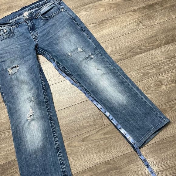 True Religion Mens Jeans Distressed Size 34 Slim Fit 27" Inseam - Picture 13 of 14